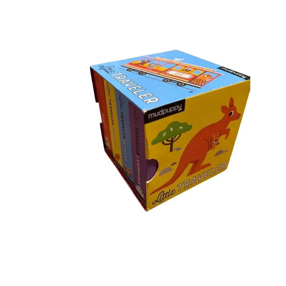 Little Traveler Board Book Set 4 Mini Books Landmarks Food Animals VGUC